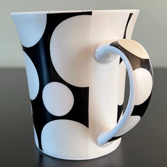 Burton + Burton Onyx Black w/ Large White Polka Dot Ceramic Cup / Mug - Picture 2 of 6